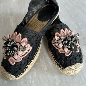 Elegant Black and Pink Women's Espadrilles